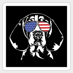 Patriotic Beagle dog with American Flag sunglasses Sticker